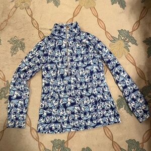 Lilly Pulitzer elephant, quarters zip